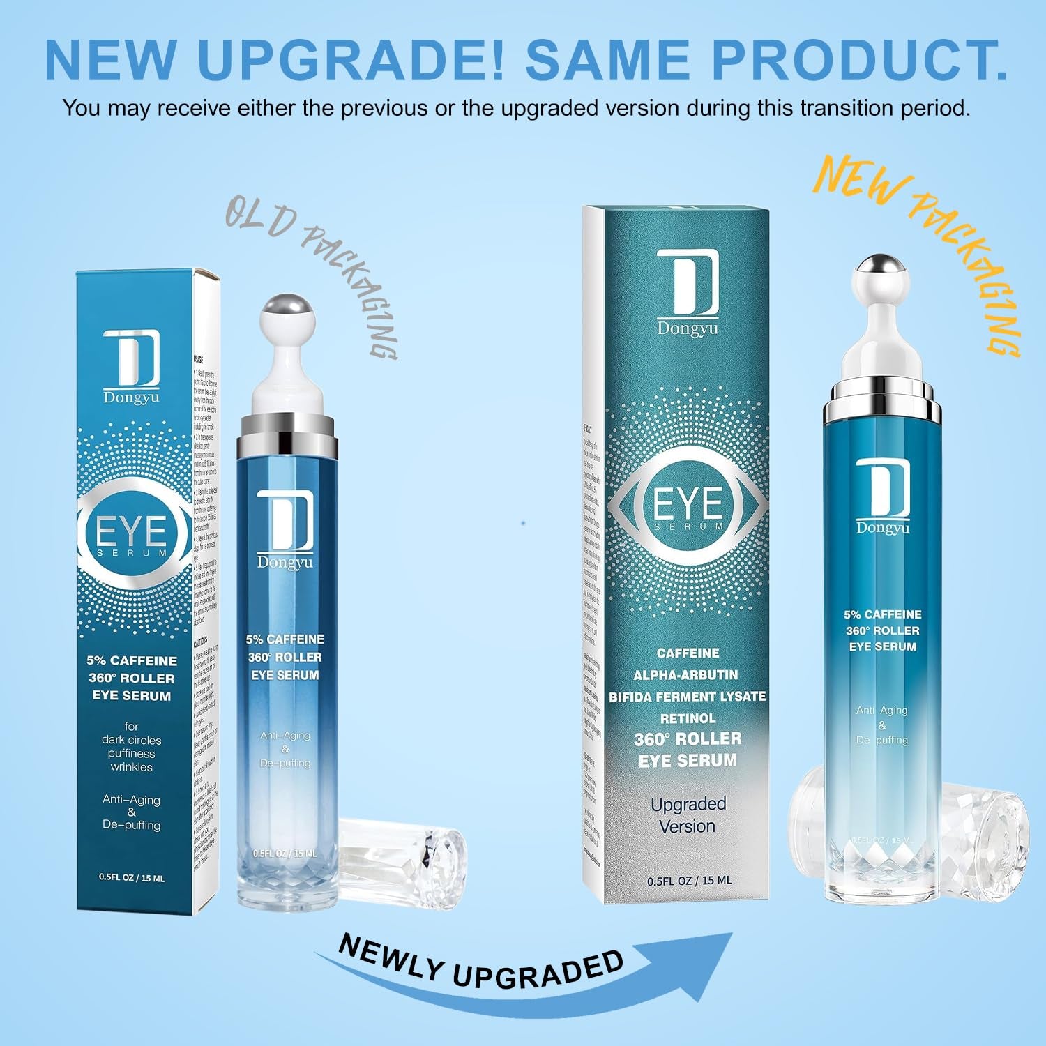 Caffeine Eye Cream for Dark Circles: under Eye Cream Morning Skincare - Daily Eye Serum for Eyelids Puffiness (Formula Upgraded)