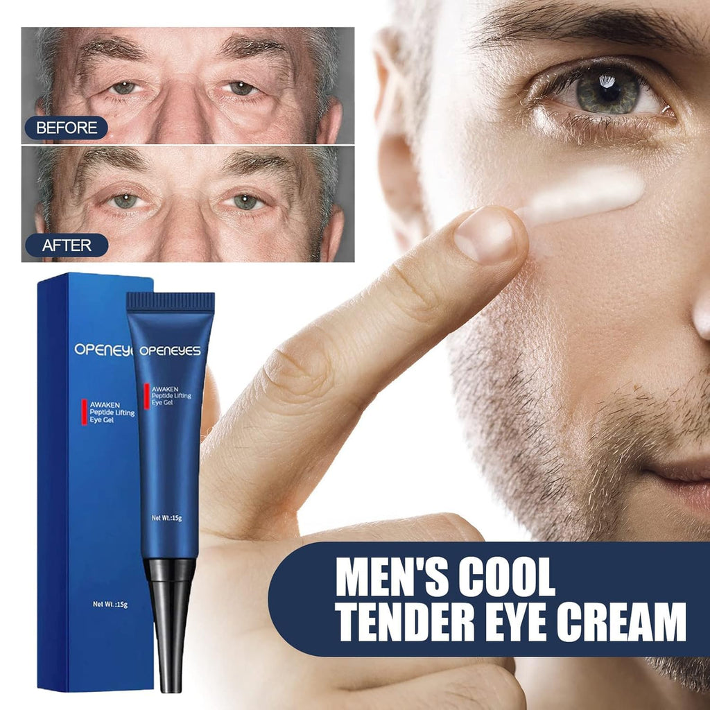 Awaken Peptide Depuffing Eye Gel, Lifts Firming Eye Tightener, Men'S Moisturizing Eye Cream Hydrating Gel Smooths under Eyes for Dark Circles, Puffiness, Fine Lines & Bags
