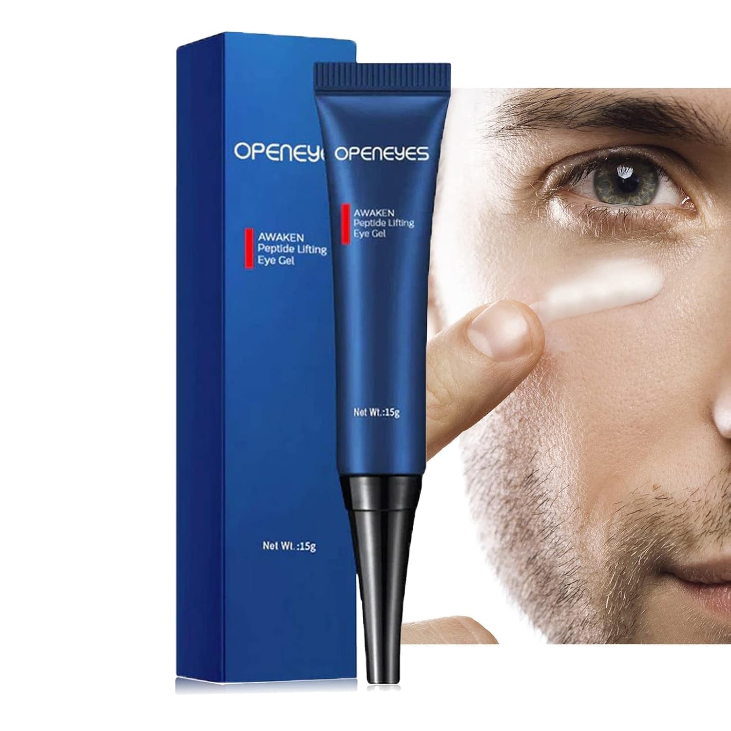 Awaken Peptide Depuffing Eye Gel, Lifts Firming Eye Tightener, Men'S Moisturizing Eye Cream Hydrating Gel Smooths under Eyes for Dark Circles, Puffiness, Fine Lines & Bags
