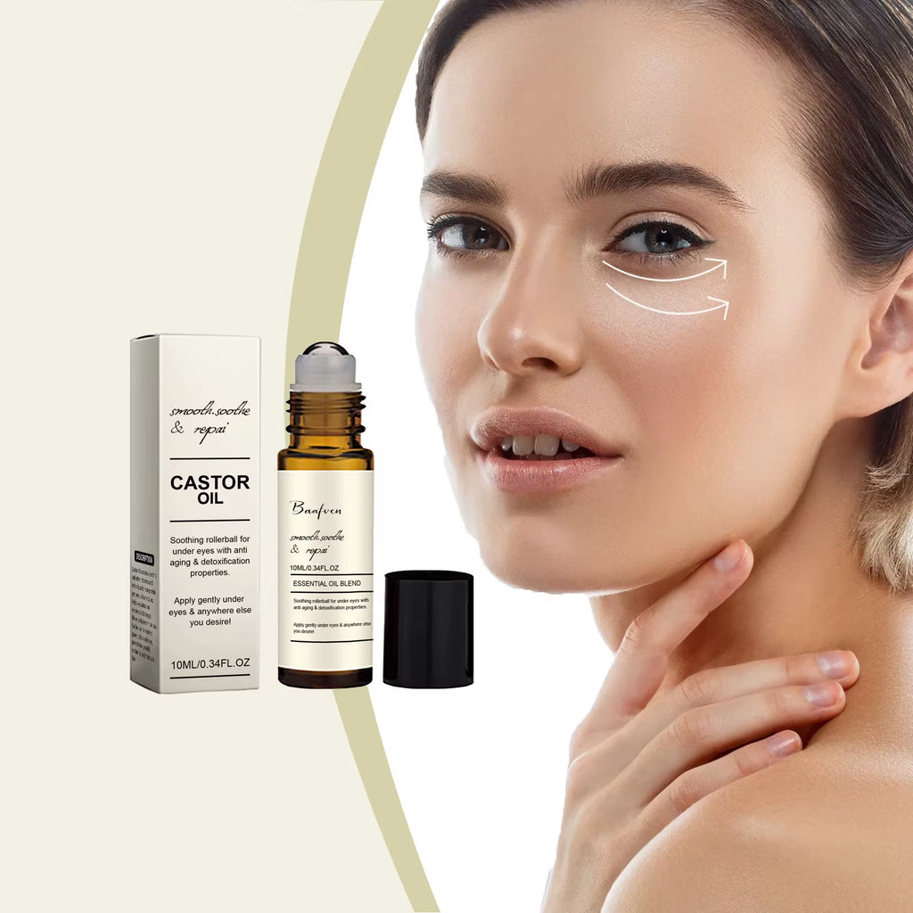 Castor Oil Eye Serum Anti-Wrinkle Remove Dark Circles Eye Bags Anti-Puffiness Lift Firm Ball Massage Moisturize Nourish Eye Care