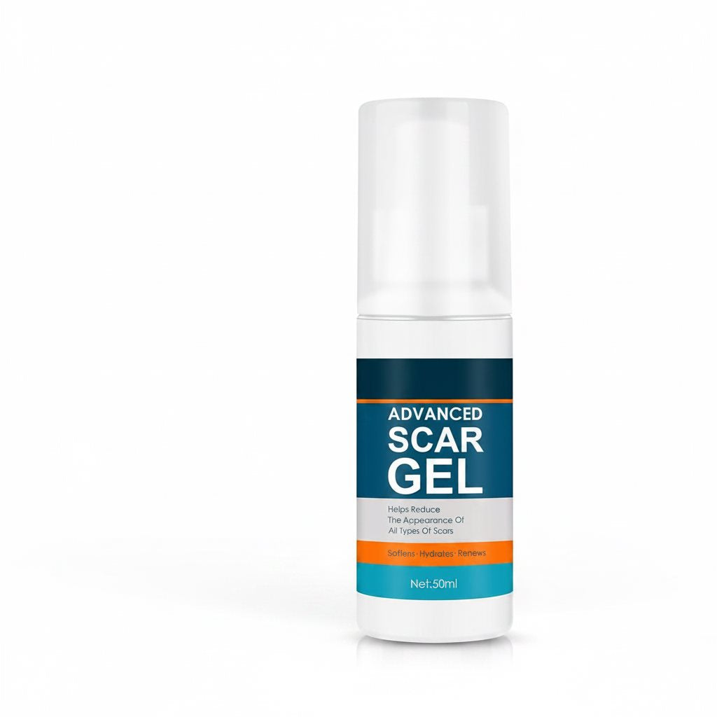 Frunema Advanced Scar Gel airless pump bottle on white